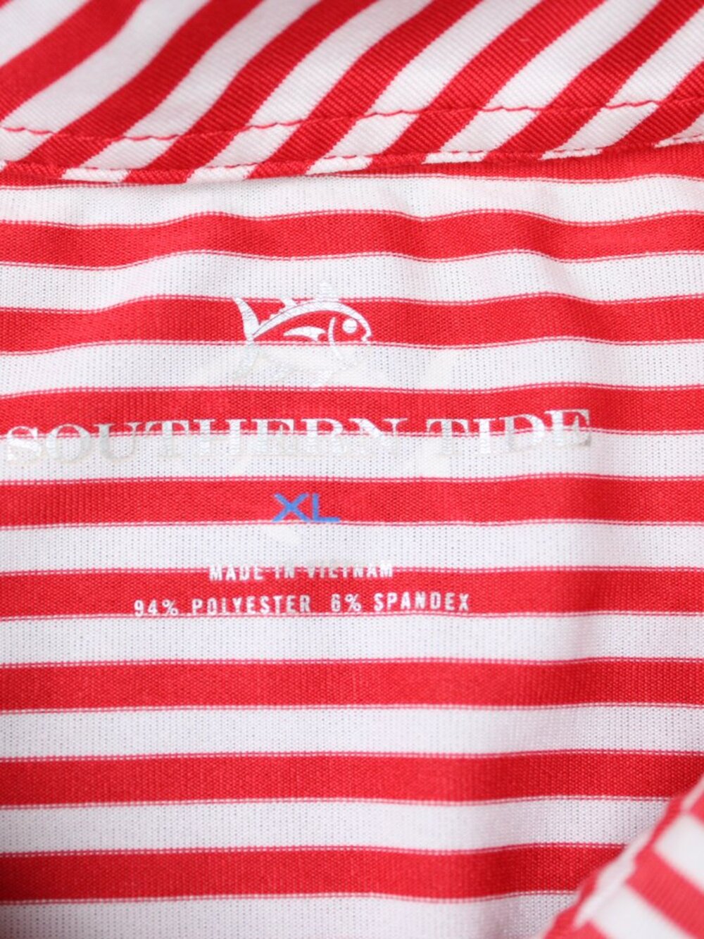 Southern Tide Polo Shirt Mens XL Red/White Performance Striped 4 Way Stretch S/S - Picture 5 of 11